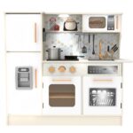 Голяма дървена кухня за игра, бяла