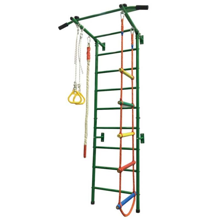 Детска метална шведска стена с аксесоари, зелена - Image 2