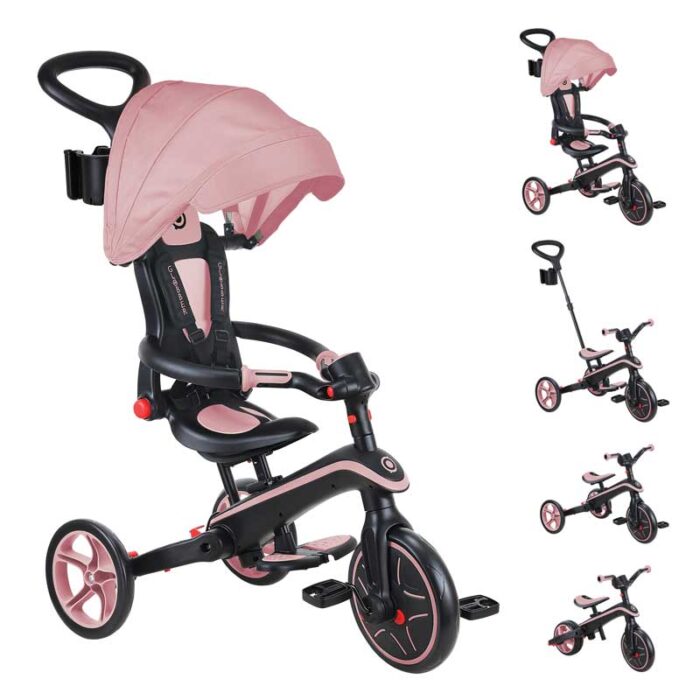 Детска триколка 4 в 1 GLOBBER EXPLORER TRIKE FOLDABLE, сгъваема, розов цвят - Image 2