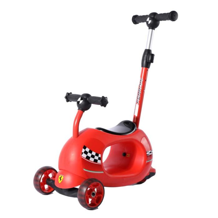 Детска тротинетка с родителски контрол Ferrari 4 в 1 – червена - Image 2