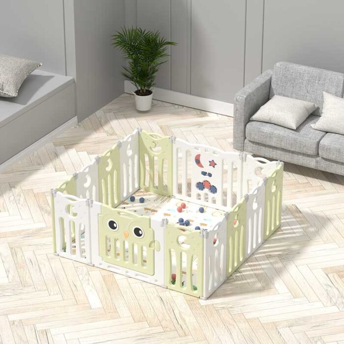 Бебешка ограда за безопасна игра, Зелено бухалче - Image 2
