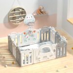 Бебешка ограда с баскетболен кош и табло с активности - Сива кола