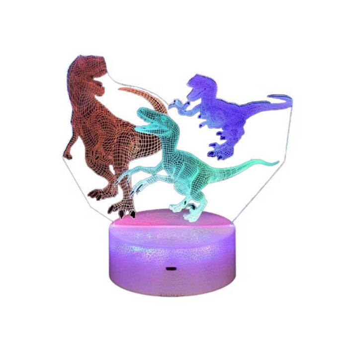 Декоративна 3D LED нощна лампа, Динозавър, променящи се цветове, 18 см - Image 2