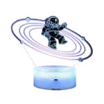 Детска нощна декоративна лампа 3D, Космонавт, променящи се цветове, 20 см