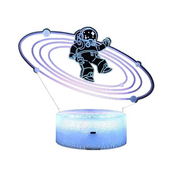 Детска нощна декоративна лампа 3D, Космонавт, променящи се цветове, 20 см - Image 2