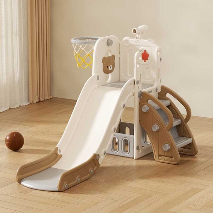 Детска пързалка с телескоп и баскетболен кош, Кафяво мече - Image 2