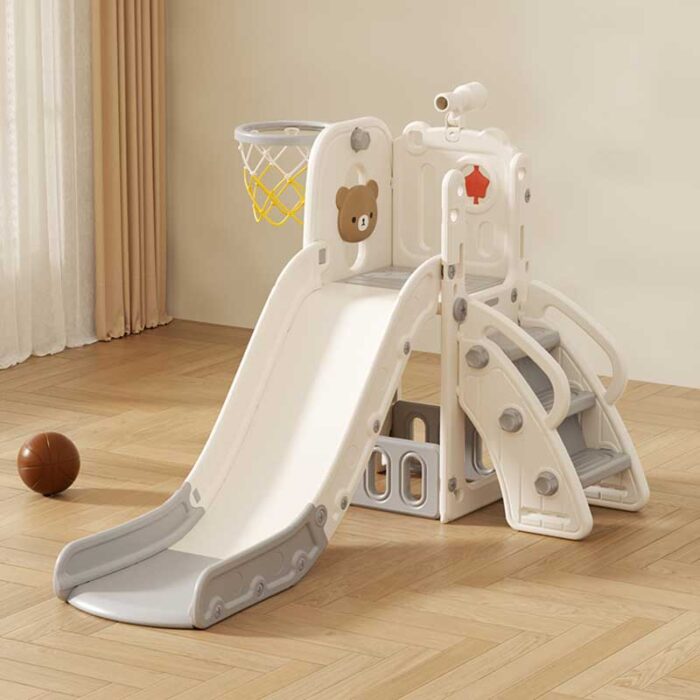 Детска пързалка с телескоп и баскетболен кош, Сиво мече - Image 2